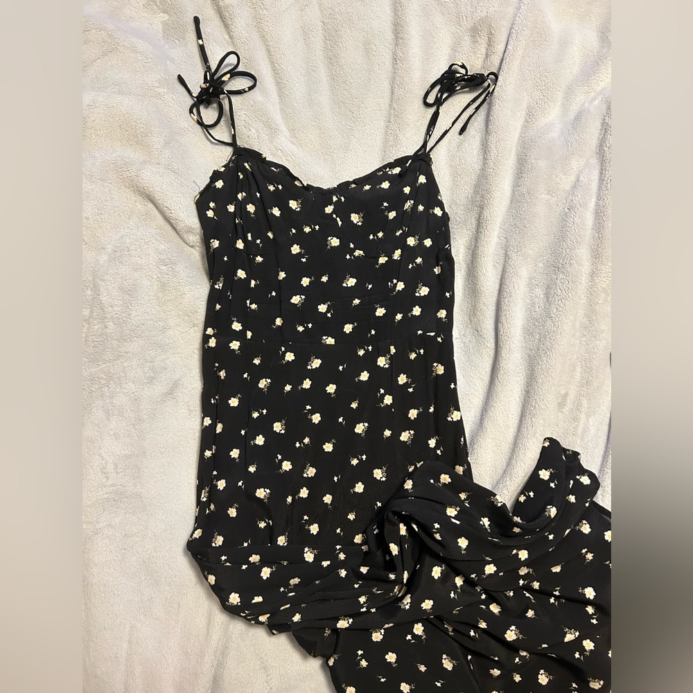 Envy + Grace Black Floral Long Slit Dress